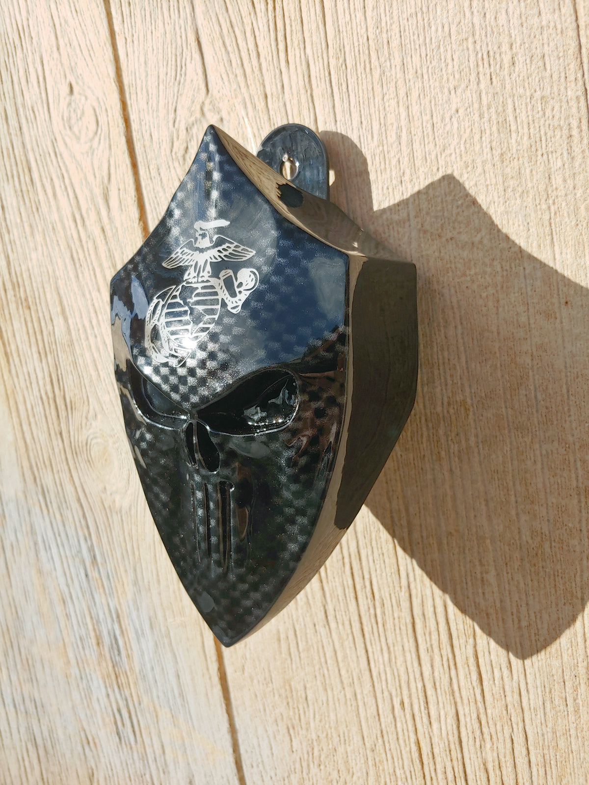 Custom Side-mounted horn cover 3D Punisher with carbon fiber theme Military logo