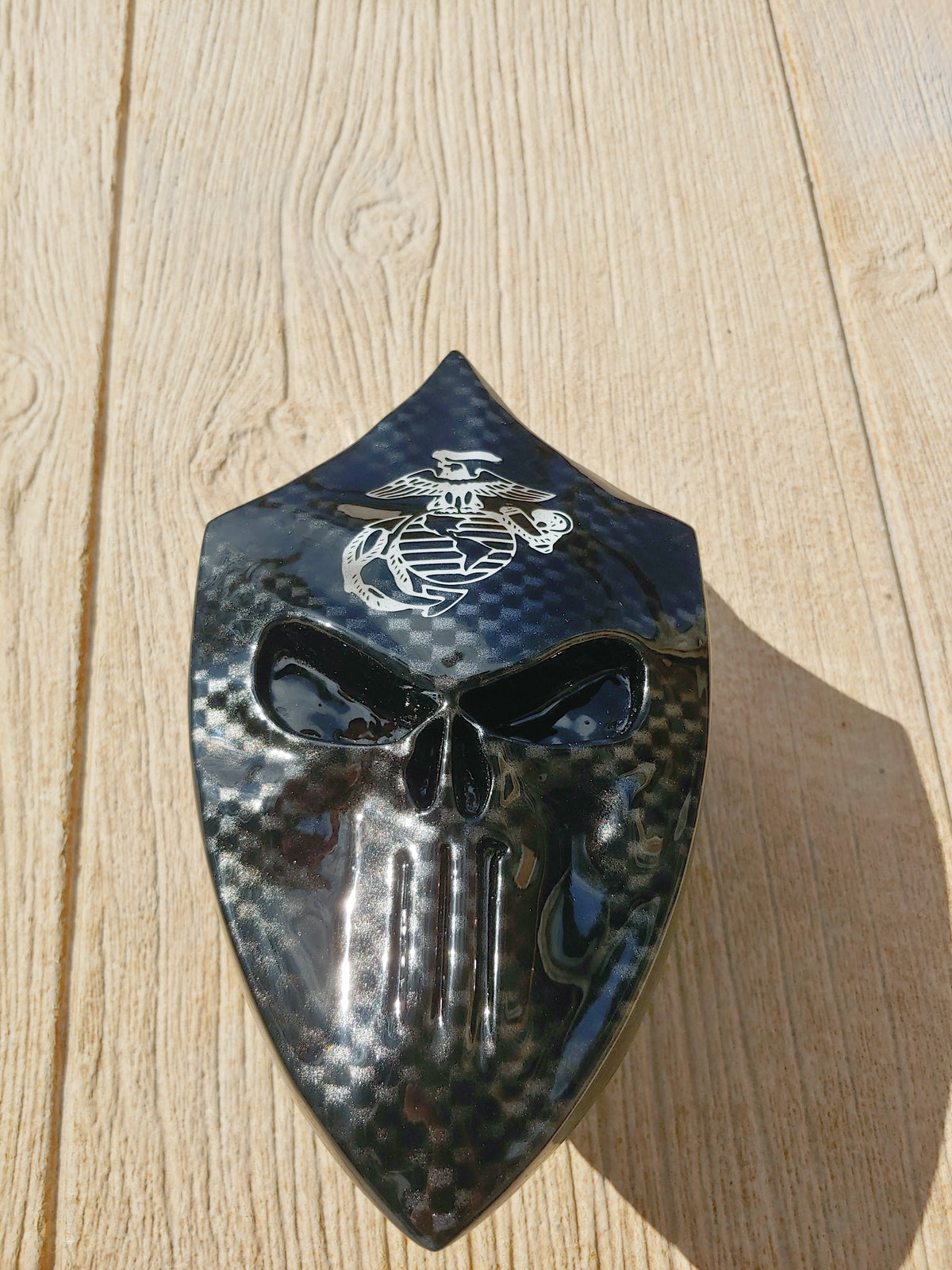 Custom Side-mounted horn cover 3D Punisher with carbon fiber theme Military logo