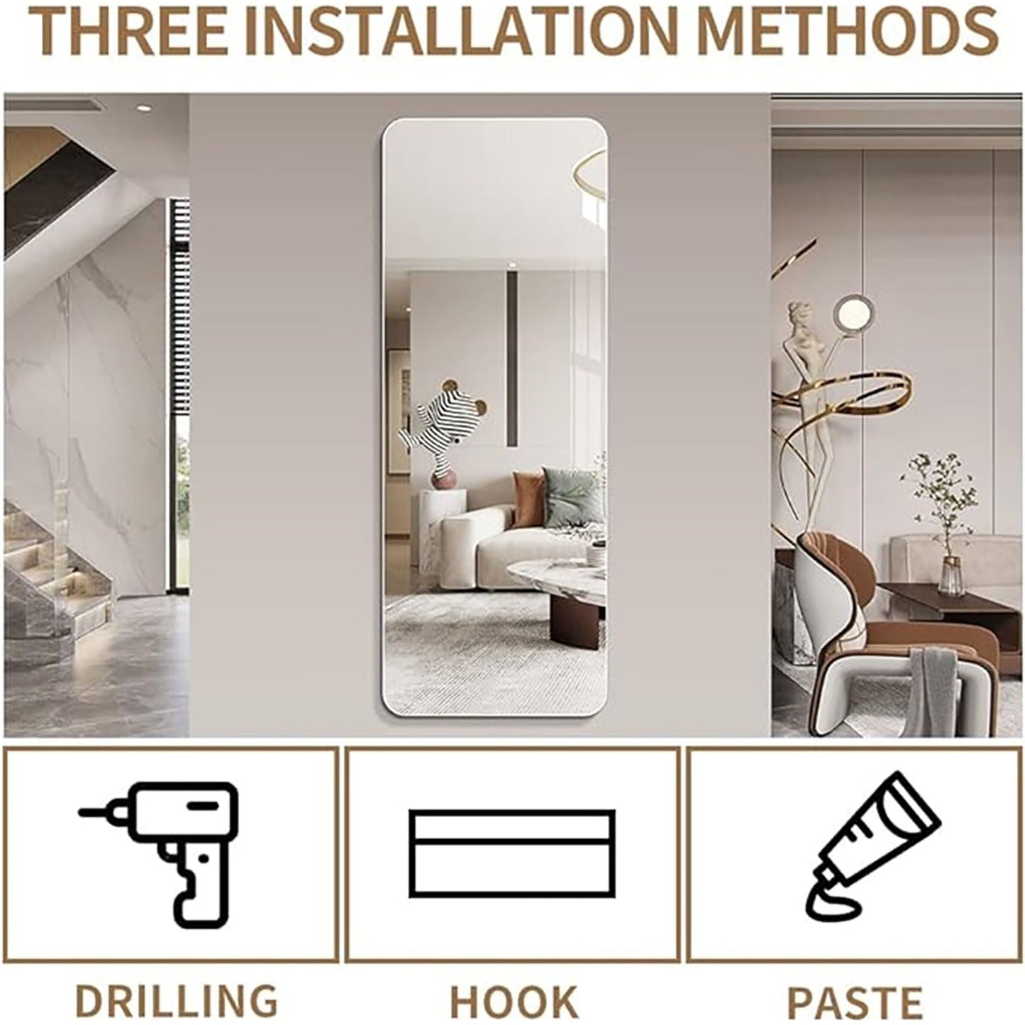 Full Body Round Corner Mirror For Living Room