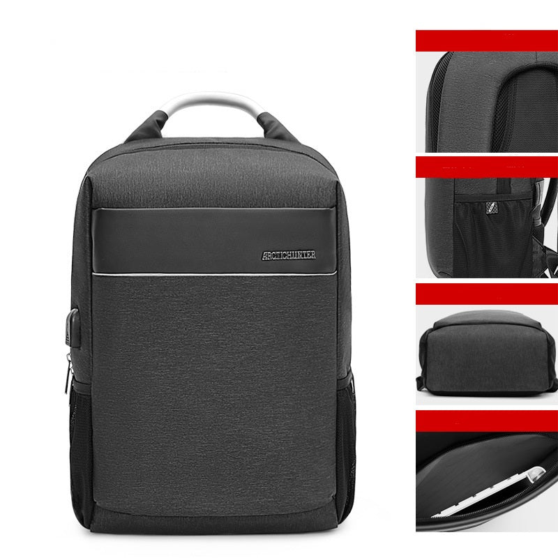 New black Computer backpack men''s European and American trend schoolbag