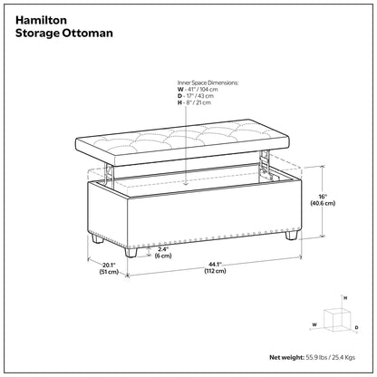 Hamilton - Upholstered Lift Top Rectangular Storage Ottoman