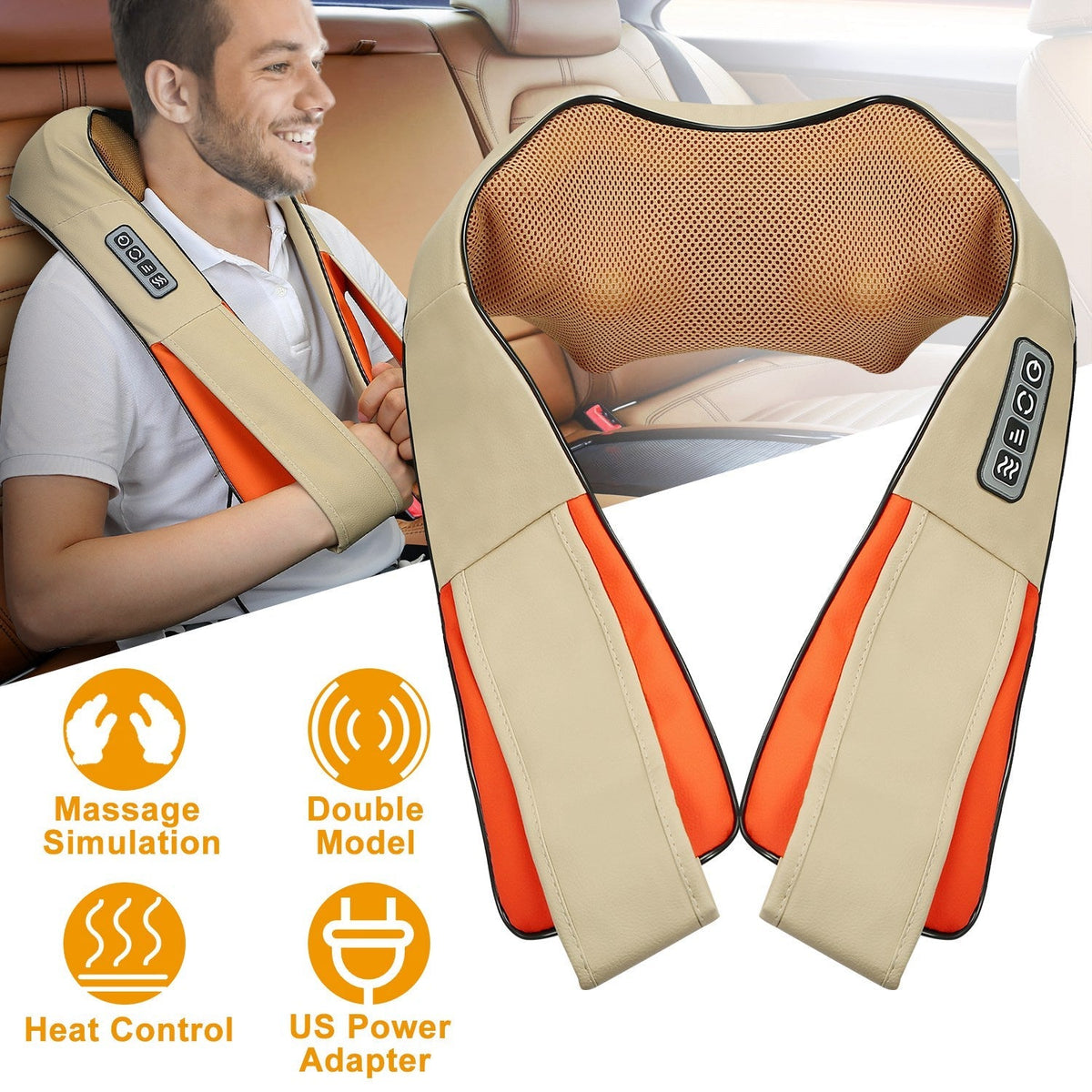 Neck Shoulder Massager Electric Back Massage Cape with Heat Deep Tissue 3D Kneading Massage Neck Waist Shiatsu Massager Pillow for Muscles Pain Relief