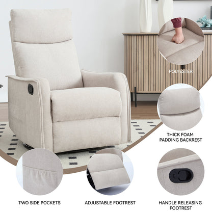 Heat Massage Manual Recliner Chair with Rocker and Swivel