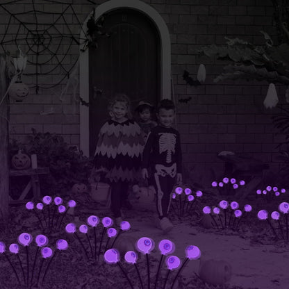 2Packs Solar Scary Eyeballs Lights Outdoor Halloween Decoration Swaying Light Halloween Path Lights Ornaments with Total 12LED IP65 Waterproof for Yar