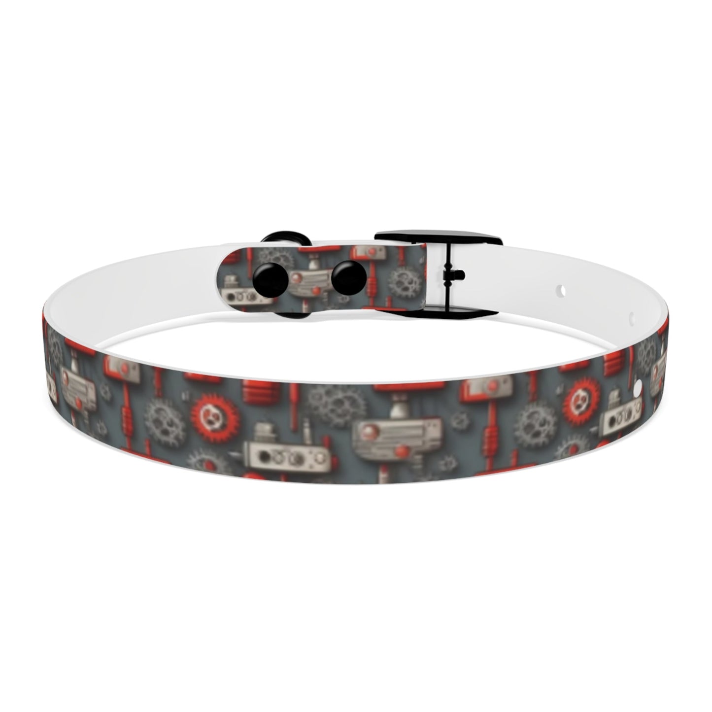 Crimson Cogs and Circuitry Pattern - Pet Collar Pet Zen