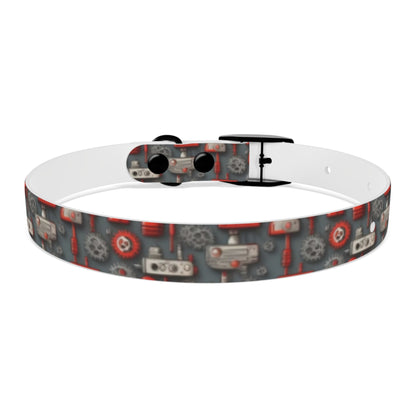 Crimson Cogs and Circuitry Pattern - Pet Collar Pet Zen