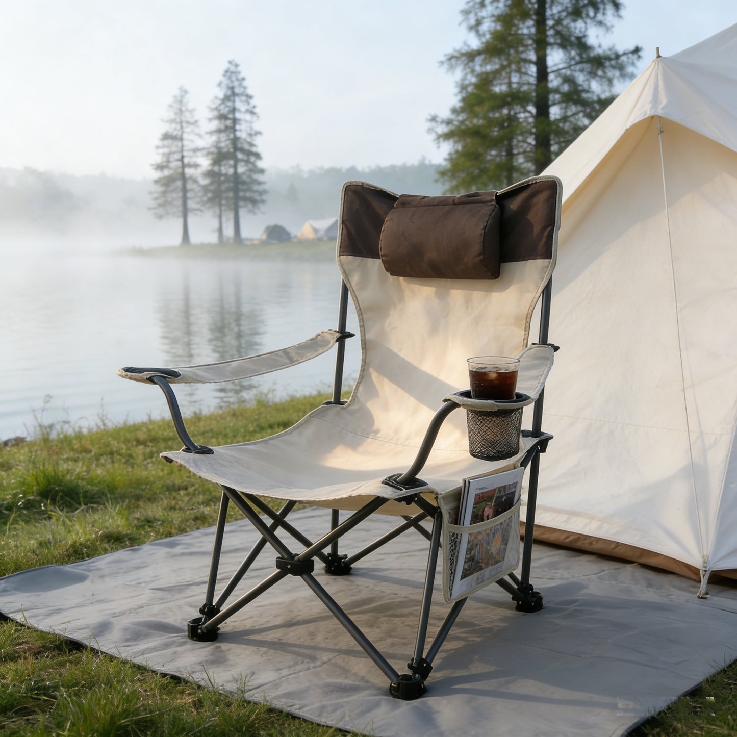 Outdoor Folding Camping Chair with Adjustable Recline