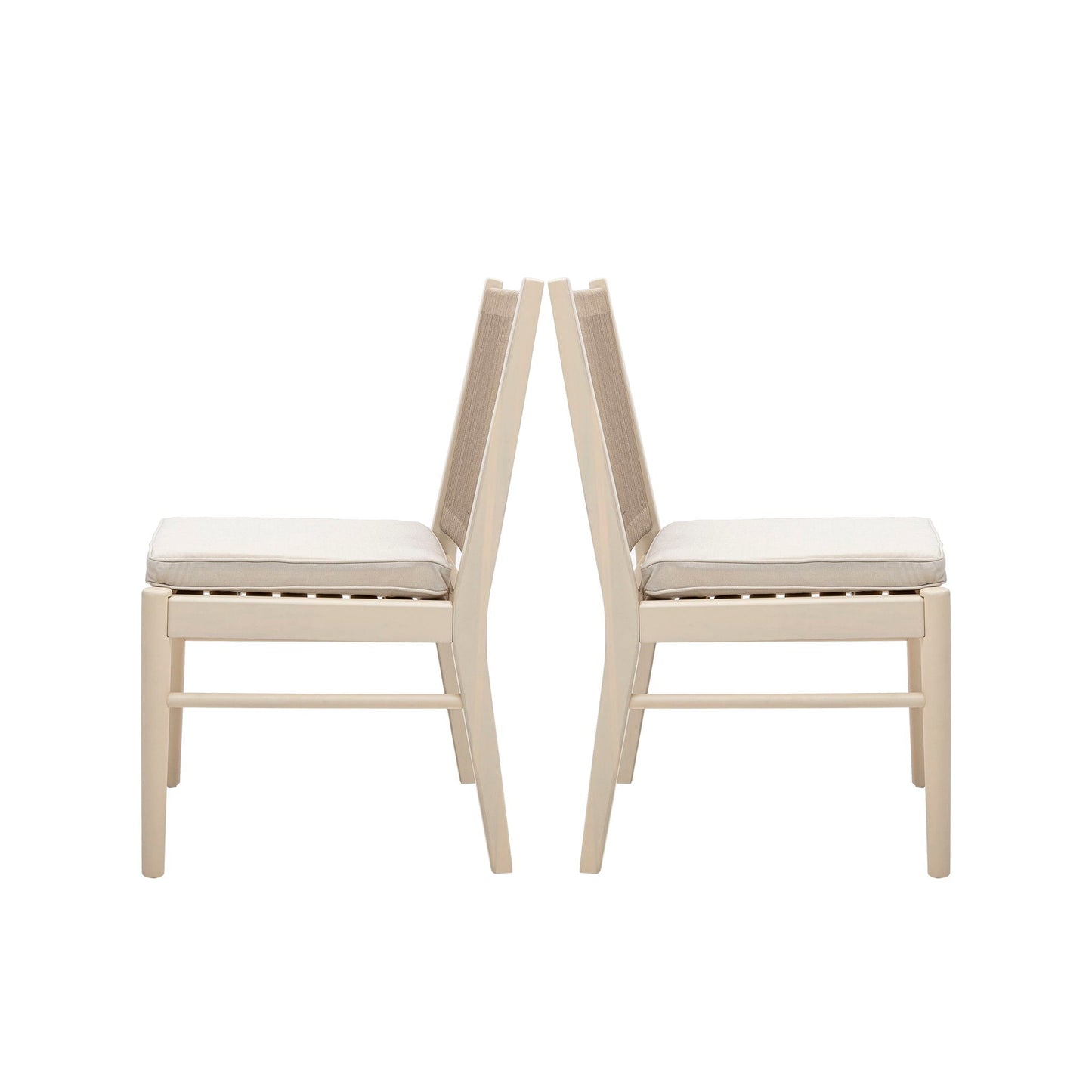 Cordoba - Dining Chair (Set of 2) With Acacia Wood Frame And Water Repellent Fabric - Beige / Yellow