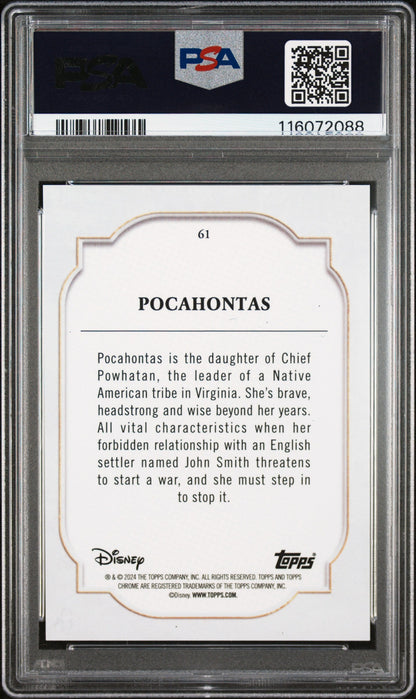 Graded 2024 Topps Chrome Disney Pocahontas #61 Purple Refractor #/199 Trading Card PSA 10 Gem Mint