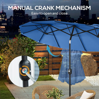 Outsunny 9.5' Double-Sided Patio Umbrella with 3 Air Vents, Tilt and Crank