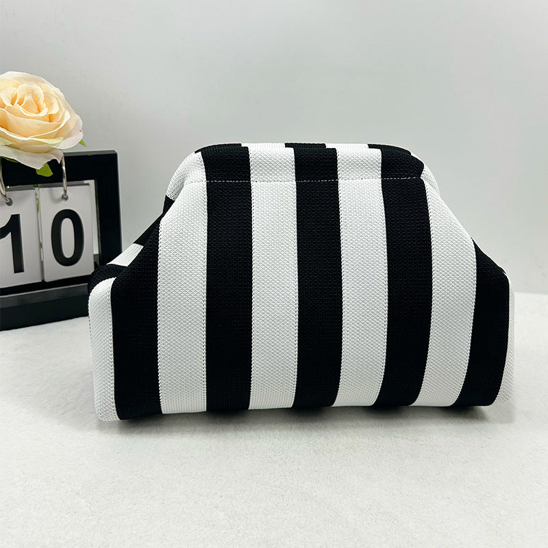 Womens Knitted Bag Striped Clutch