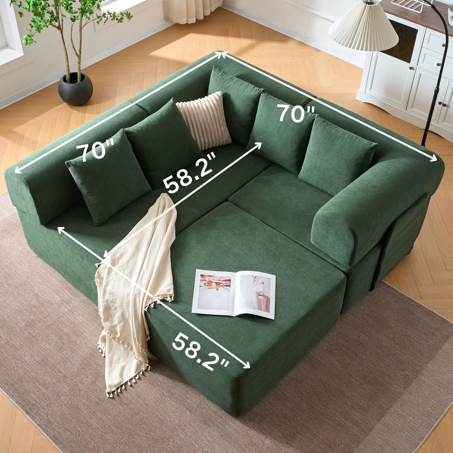 Modular L-Shaped Sectional Sofa With Deep Seat, Movable Chaise & 5 Pillows