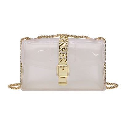 Mini summer transparent jelly bag, candy color silicone color bag, versatile chain small crossbody bag