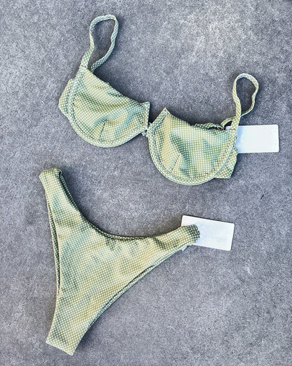 Ladies Split Swimsuit Vintage Polka Dot Traps Gather Sexy Bikini