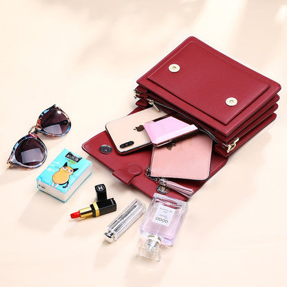 Small genuine leather handbags casual shoulder bag square shape crossbody