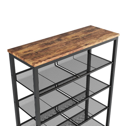 Industrial Shoe Rack with 4 Mesh Shelves