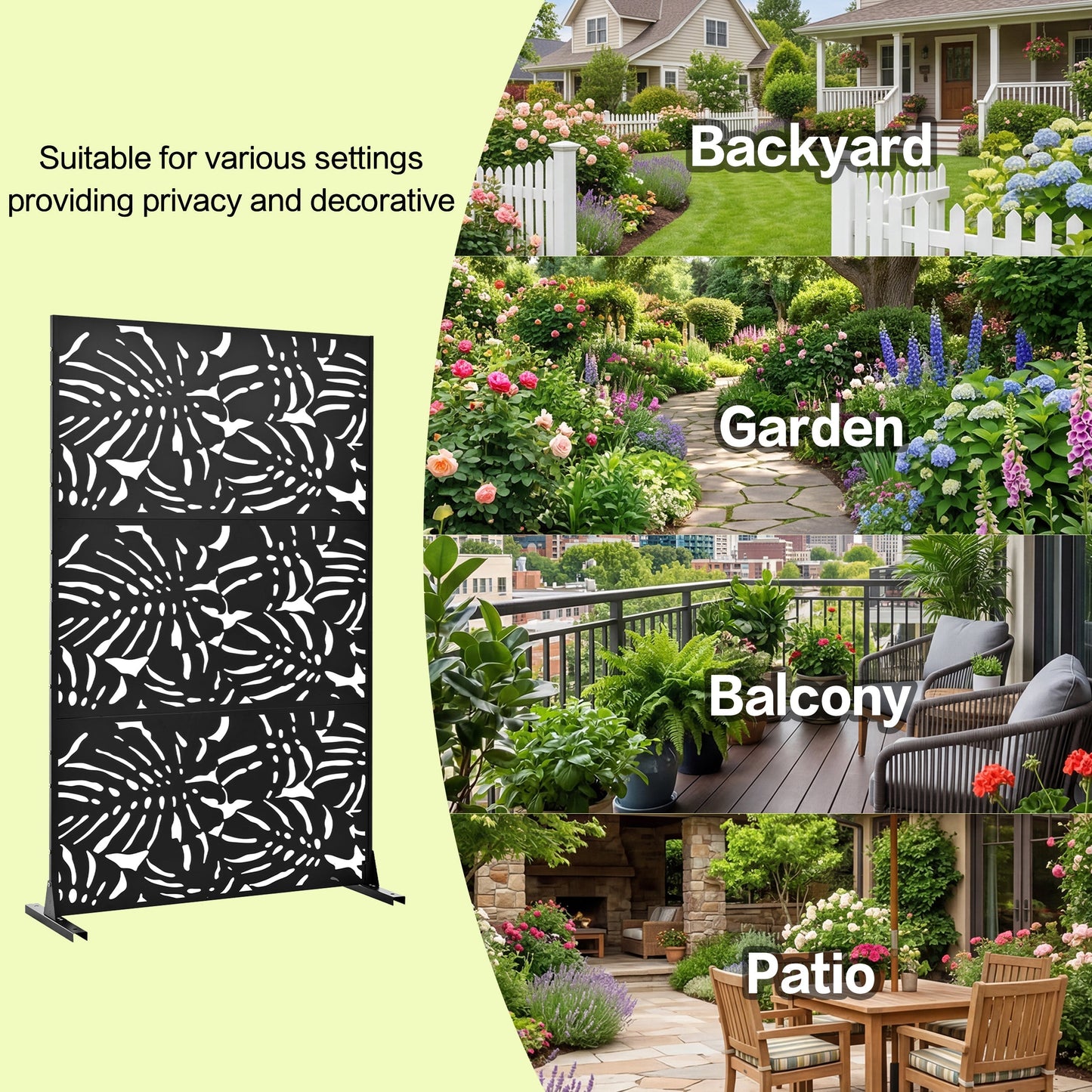 Metal Privacy Screens 3.3Ft x 6Ft Outdoor and Indoor Divider