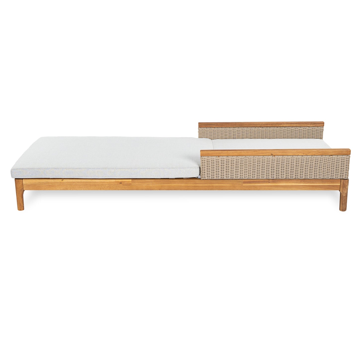 76.8" Solid Acacia Wood Sun Lounger Set of 2 with Grey Cushions