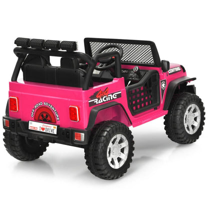 12V Kids Electric Ride On Truck with Remote Control and Operation Lever-Pink