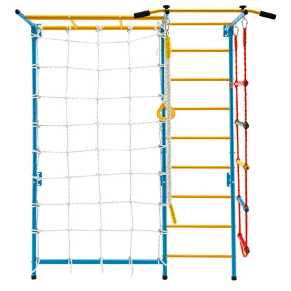 7 In 1 Kids Indoor Gym Playground Swedish Wall Ladder for Solid Wall-Yellow