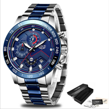 Business Elegant Men's  Watch With Chronometers Day View  Fluorescent Hands Excellent Look Unique Design Perfect Gift For Your Man