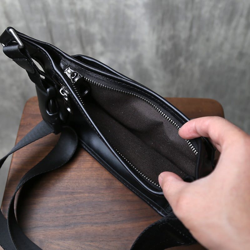 Single-Shoulder Crossbody Genuine Leather Chest BagWaist Bag Large Capacity Multi-Functional