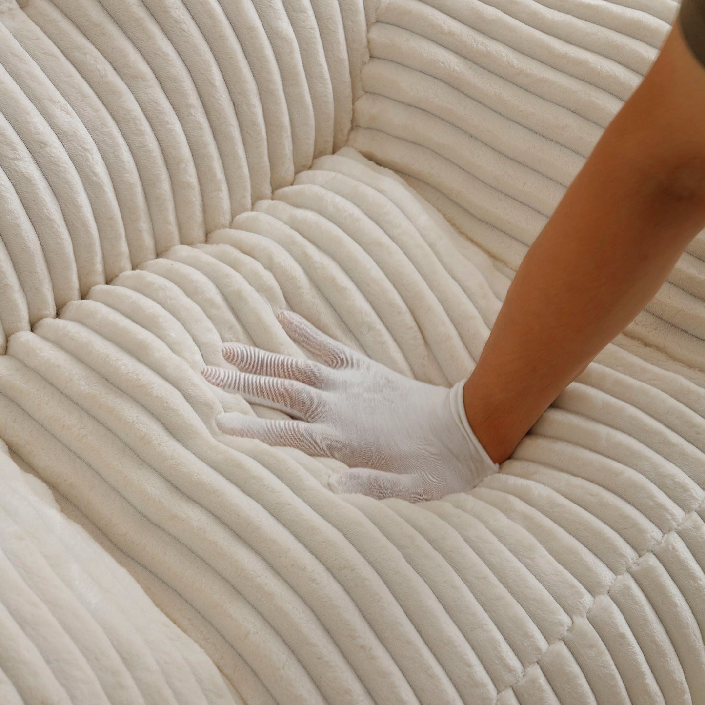 Giant Bean Bag Chair With Armrests And Footstool