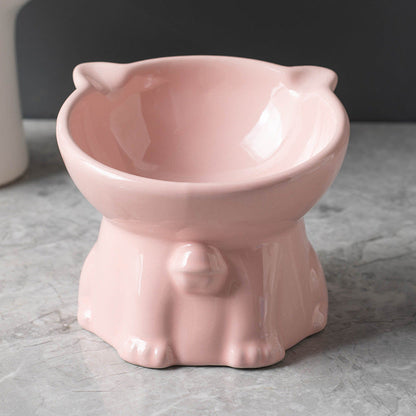 Ceramic Cute Black Drinking High Foot Cat Bowl Pet Supplies