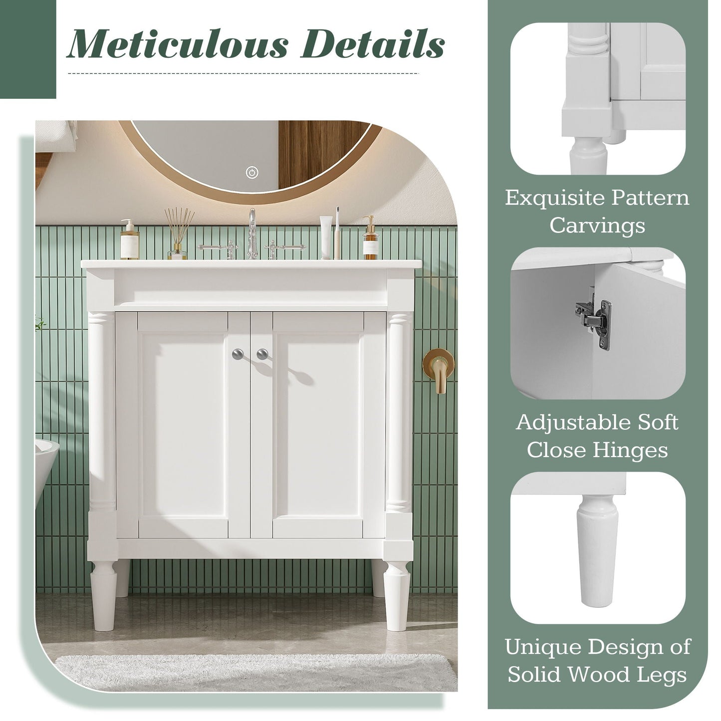 Bathroom Vanity Cabinet With Sink, Soft Close Doors, Storage Cabinet