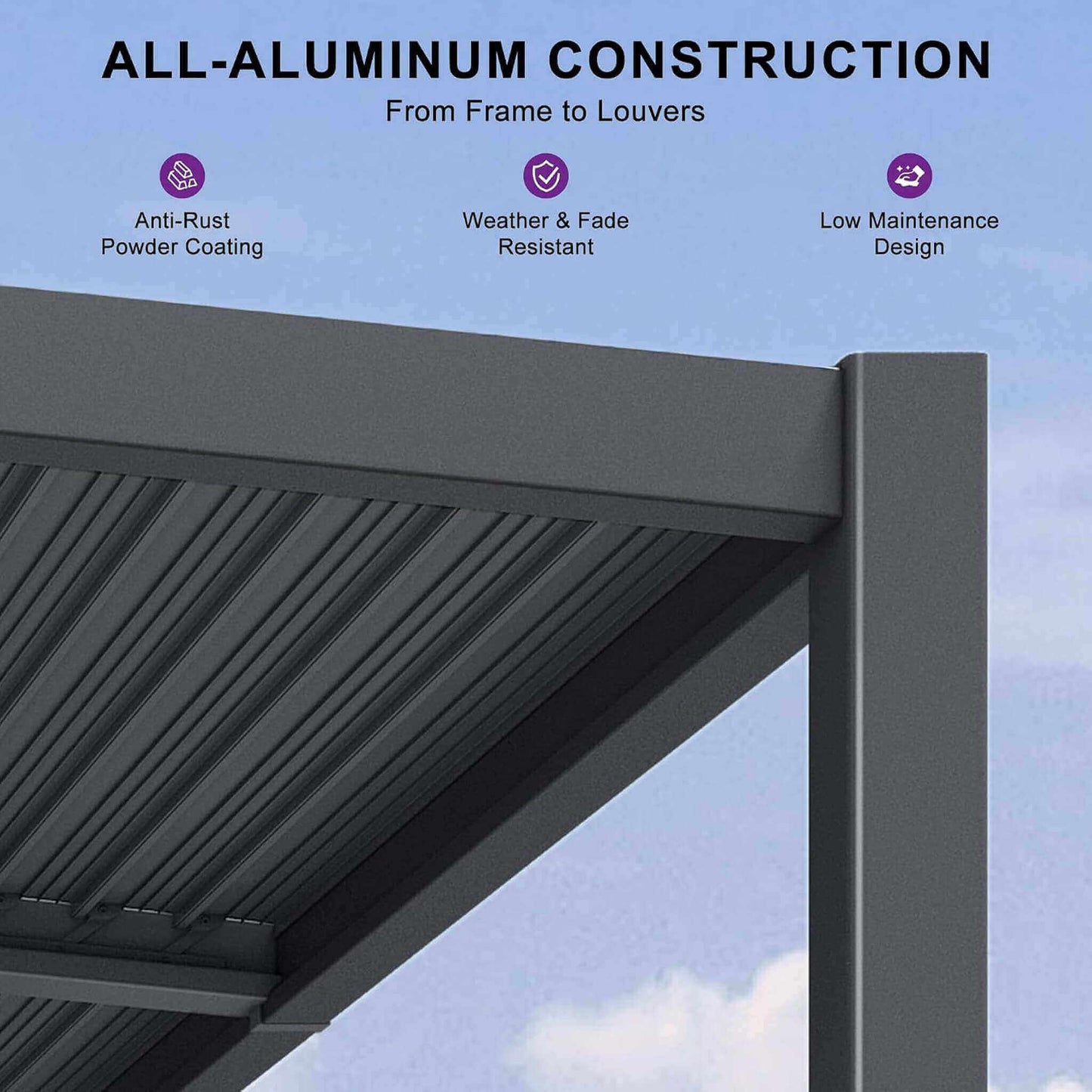 [11X18FT] Alora Modern Wall-Mounted Louvered Pergola With Aluminum Frame (SAK69081)