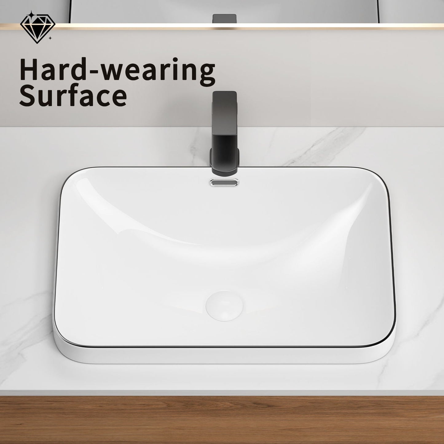 Undermount Bathroom Sink, Vessel Basin For Vanity Countertop - Milk White / Black