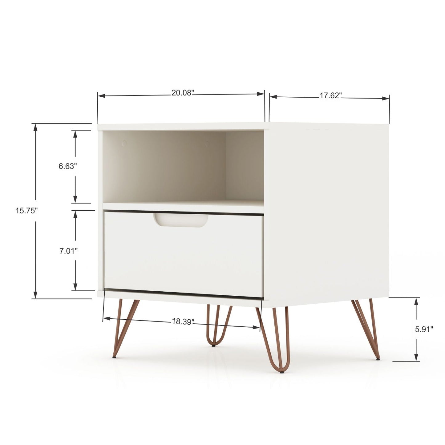 Rockefeller - Nightstand With 1 Drawer - White