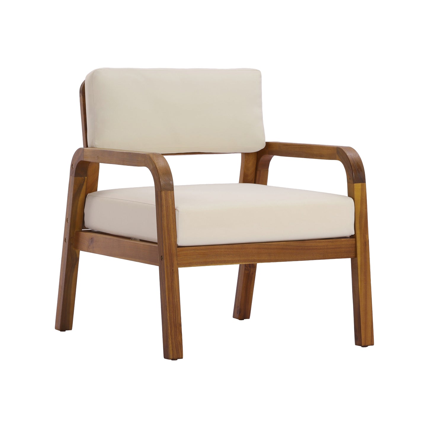 Outdoor Acacia Wood Armchair Set with Weather-Resistant Cushions