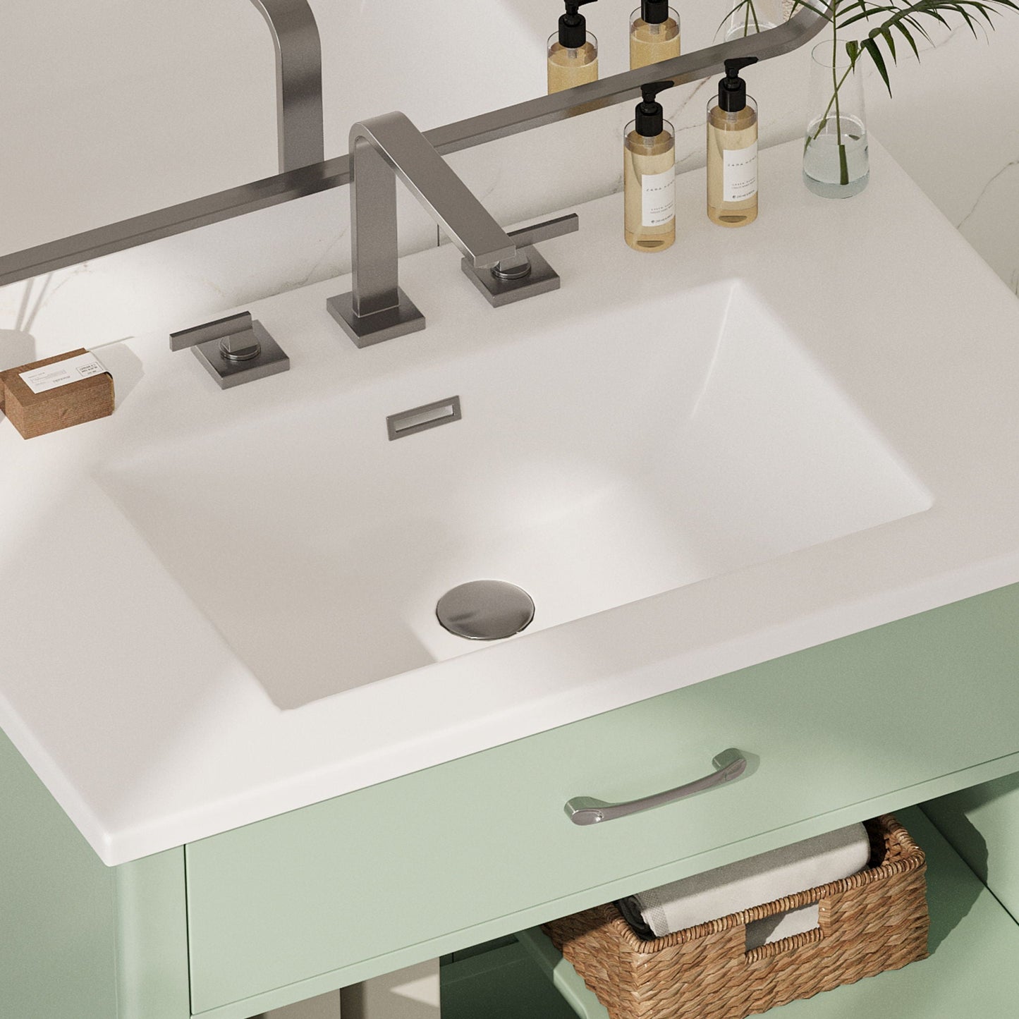 Modern Bathroom Vanity With Tempered Glass Doors