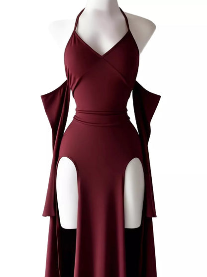 Halter Neck High-Slit Bodycon Dress