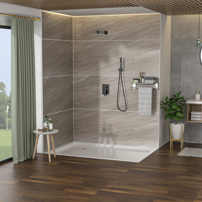 10" Square Dual Shower Head System Wall Mounted With Rough In Valve Modern Bathroom Fixture