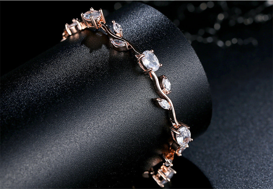 Plated crystal ladies bracelet