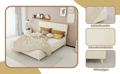 Modern Upholstered Bed Frame – Premium Holland Velvet Fabric