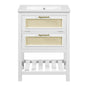 Modern Bathroom Vanity With Integrated Sink, Cabinet With 1 Deep Drawer And 1 Tip-Out Drawer