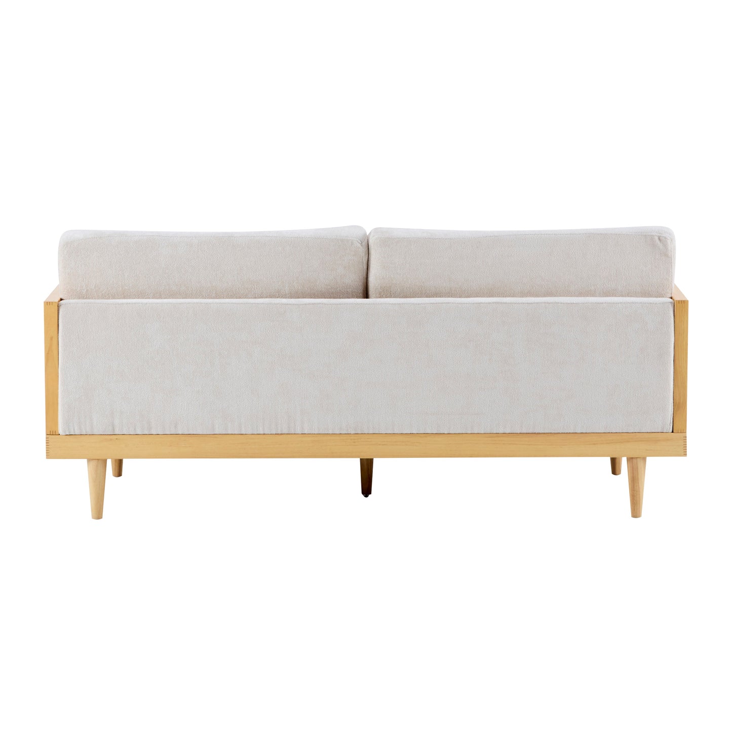 Emir 72" Square Arm 3-Seater Boucle Sofa with Cane Rattan and Wooden Frame