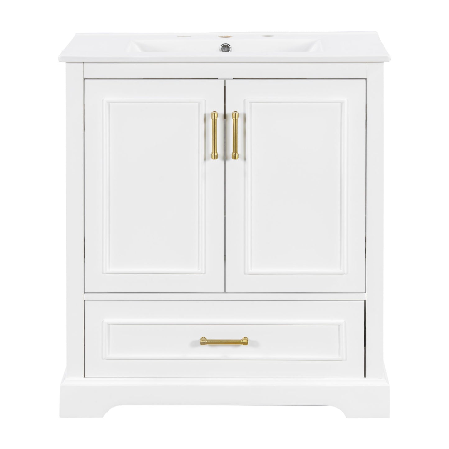 Bathroom Vanity With Sink, 1 Divided Drawer And 2 Soft Close Doors With Double Shelf