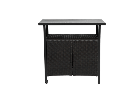 Outdoor Wicker Bar Cart with Wheels