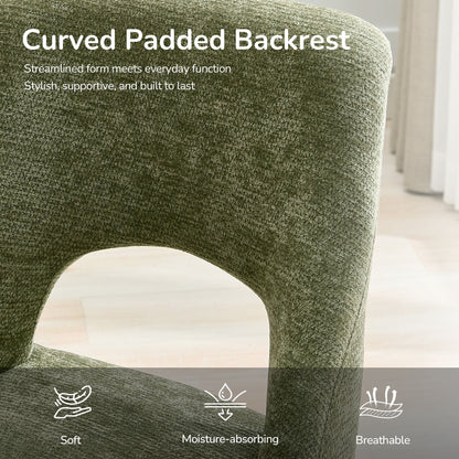 Upholstered Dining Chair With Curved Legs (Set of 2) - Green