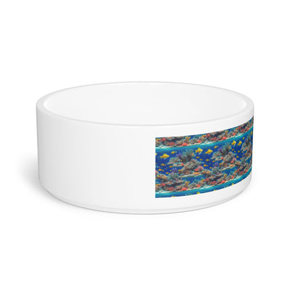 Sunlit Reef Mosaic with Golden Fish Shoals - Pet Bowl