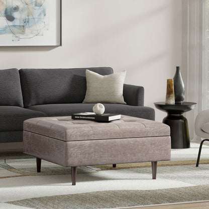Shay - Large Square Coffee Table Storage Ottoman Mid-Century Style