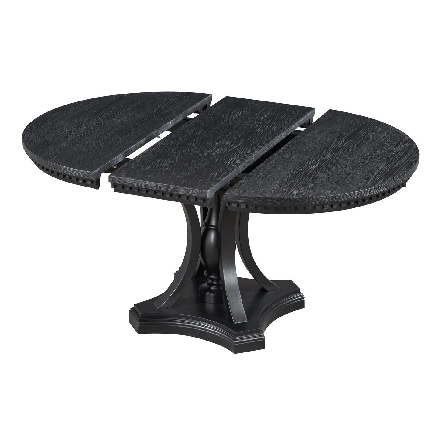 5 Piece Dining Set Extendable Round Table And 4 Chairs - Black / Oak