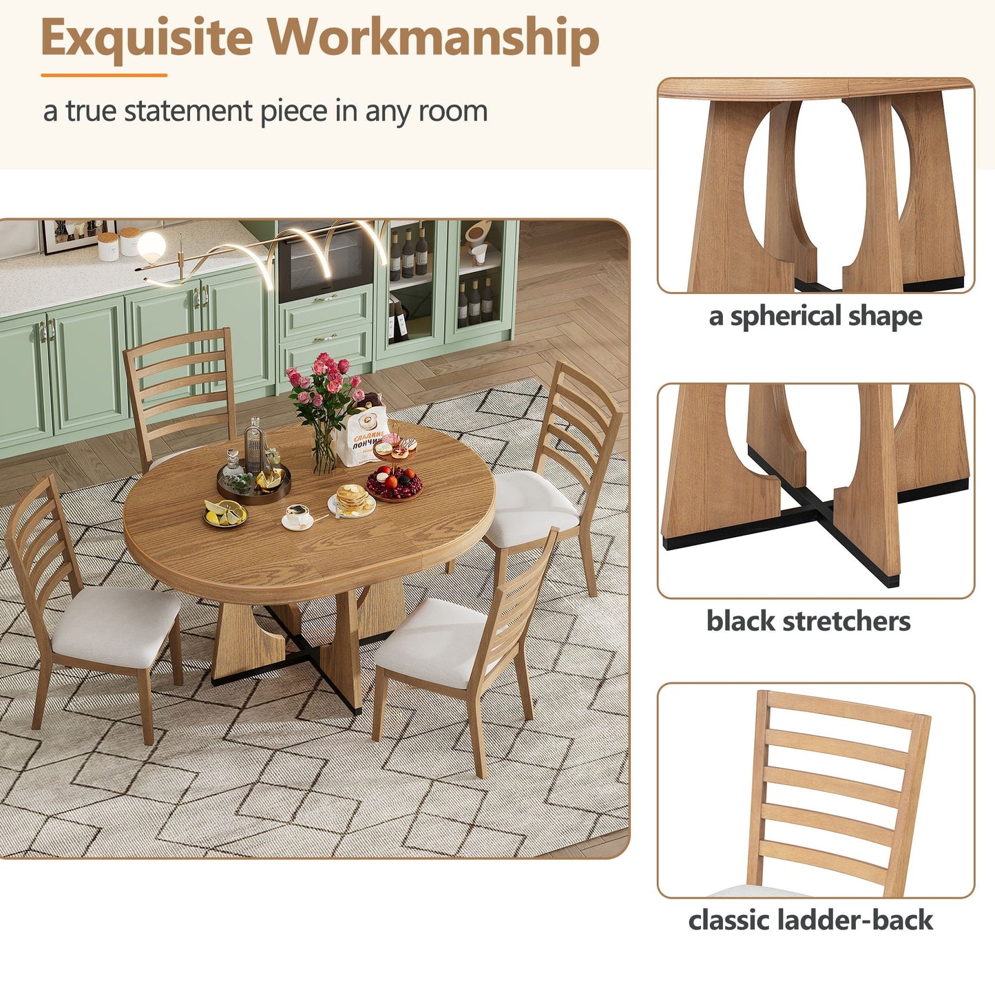 Round Dining Table Set For 4 With Chairs