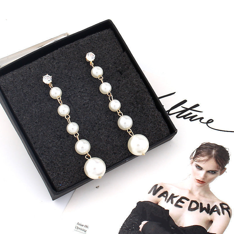 Pearl Long Earrings Multiple Pearls Tassel Drop Earrings