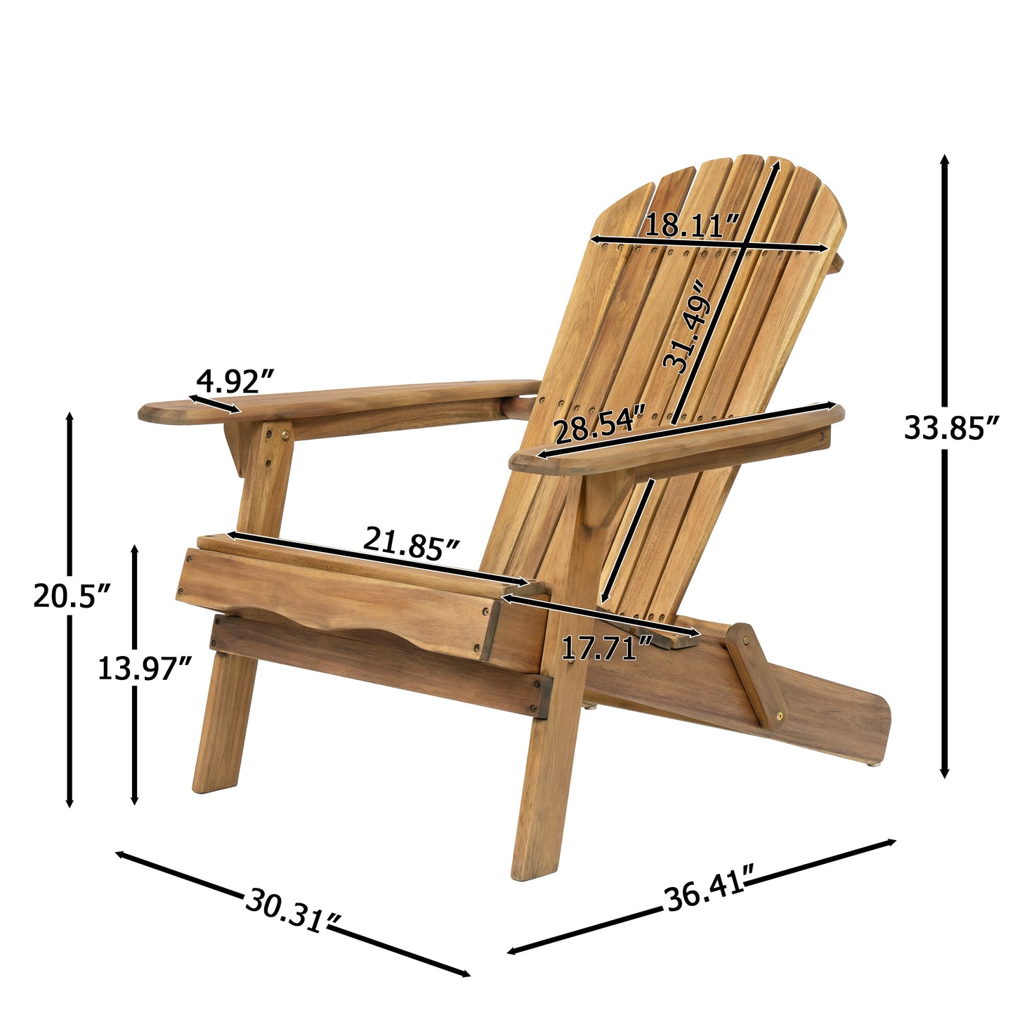 Folding Adirondack Chair Wooden Accent Furniture Lounge Chair