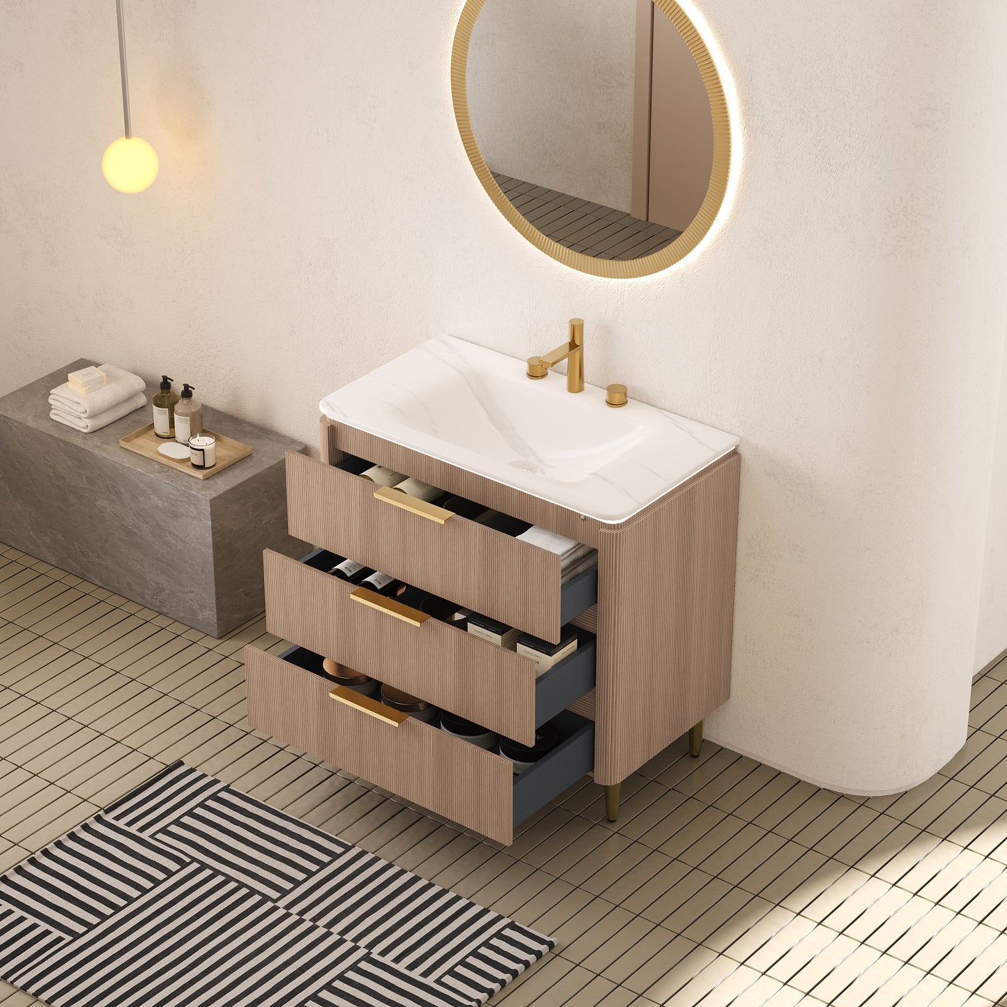 Amara 36'' Bathroom Vanity & Sink, Carrara